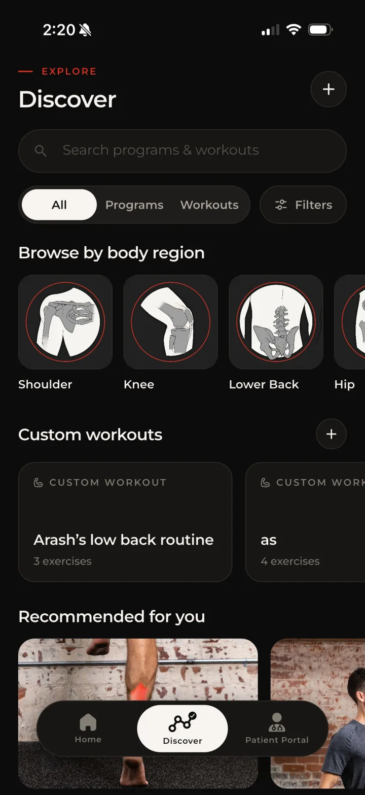 Discover programs by body region