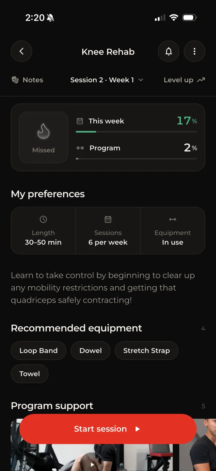 Weekly progress tracking