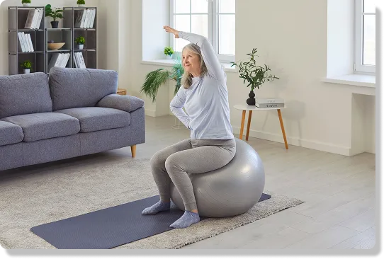 Patient performing home exercise program
