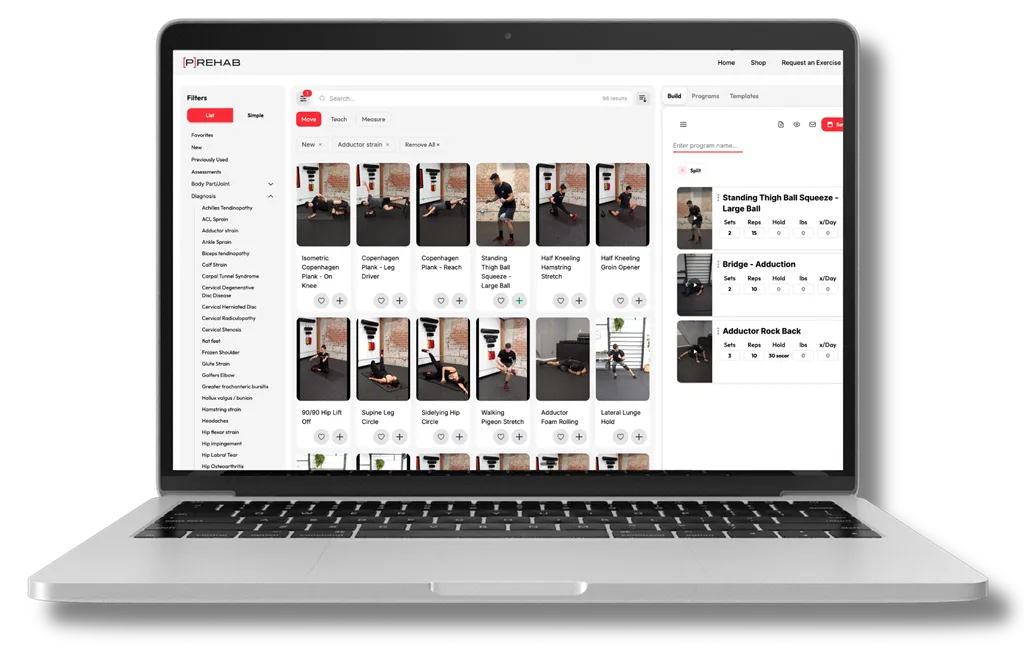 Prehab Pro platform on a laptop